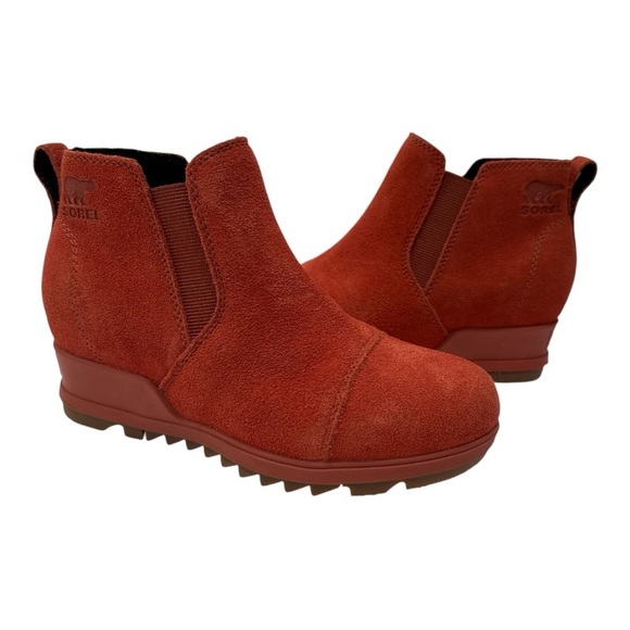 Sorel Evie Pull On Wedge Booties WarpRed Womens Waterproof Rain Boot size 6 - Picture 4 of 10